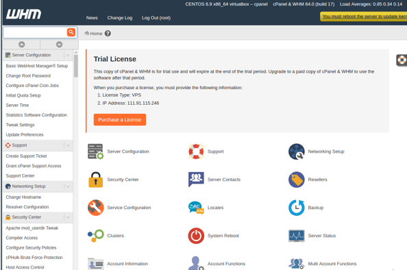 cómo instalar cpanel-whm en centos 8